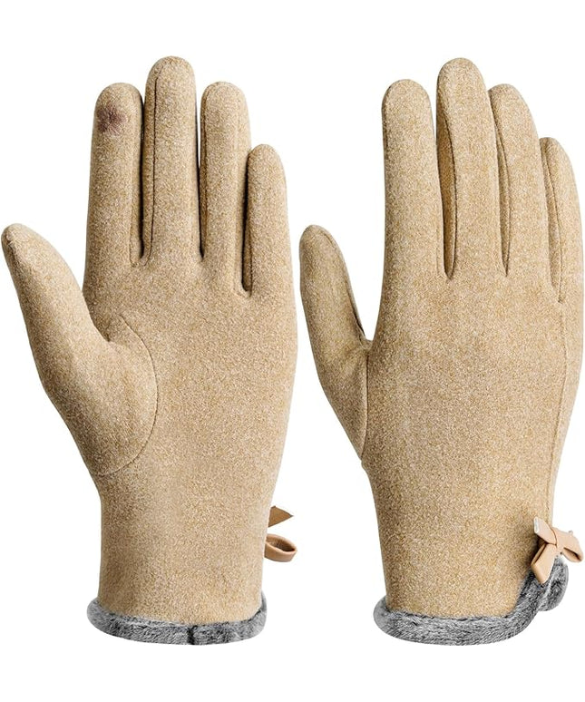 Vagasi Winter Gloves for Women, Touch Screen Cold Weather Thermal Warm Windproof Gloves, Soft Thick Fleece Lining Glove