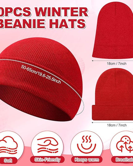 Winter Beanie Hats Bulk for Women Men Cozy Knitted Cuffed Skull Cap Soft Ski Hat for Homeless Gift Donation