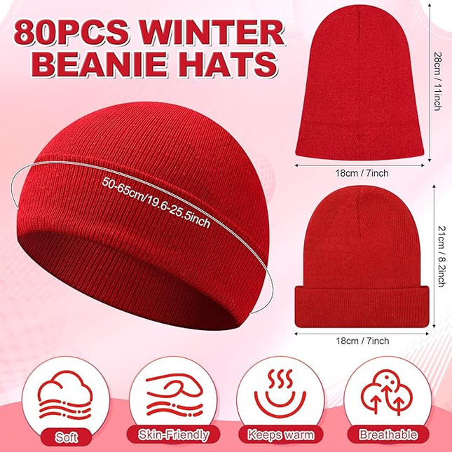 Winter Beanie Hats Bulk for Women Men Cozy Knitted Cuffed Skull Cap Soft Ski Hat for Homeless Gift Donation
