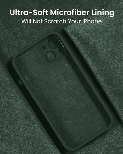 FireNova Designed for iPhone 13 Case, Silicone Upgraded [Camera Protection] Phone Case with [2 Screen Protectors], Soft Anti-Scratch Microfiber Lining Inside, 6.1 inch, Alpine Green