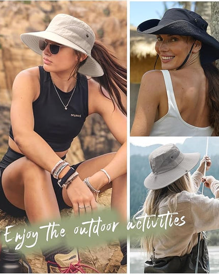 FURTALK Womens Sun Hat with Ponytail Hole Beach Hiking Summer Wide Brim UPF 80+ Outdoor Protection Foldable Bucket Hat