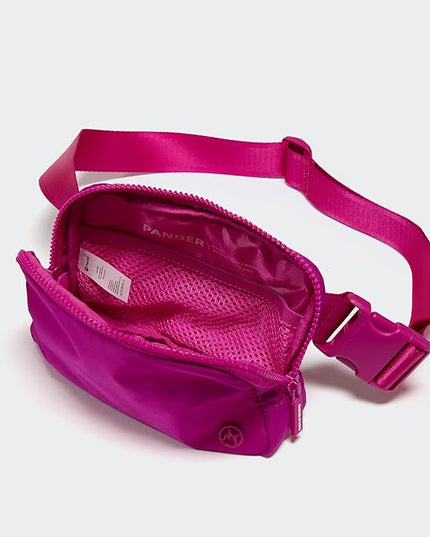 Pander Two Way Zipper Fanny Pack Nylon Everywhere Belt Bag for Women, Water Repellent Waist Packs, Crossbody Bags with Adjustable Strap (Grape Purple)