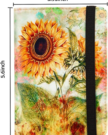 Pink Passport Holder,Cute Passport Cover,Travel Wallet with Credit Card Slots Rfid passport Wallet Waterproof Documents Organizer Women Men (Sunflower)