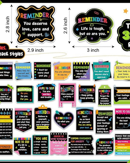 300 Pcs Mental Health Stickers Holiday Positive Affirmation Decor Inspirational Motivational Encouraging Care Quote Decals for Laptop Water Bottle Students Teens Adults(Blackboard)