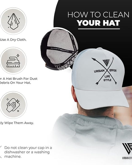 Urban Effort Mesh Back Cap - for Men and Women Baseball Hat 5-Panel Trucker Hat - Great Snapback Closure for Hunting & Hiking