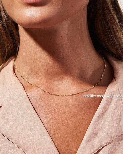 Tewiky Dainty 14k Gold Plated/Silver Cubic Zirconia Necklaces for Women, Simple CZ Jewelry Necklaces Trendy Gifts