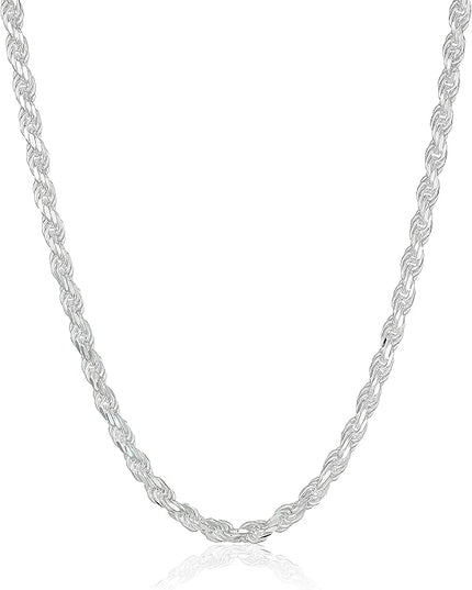 Amazon Essentials Sterling Silver Diamond Cut 14 Inches Rope Chain Necklace