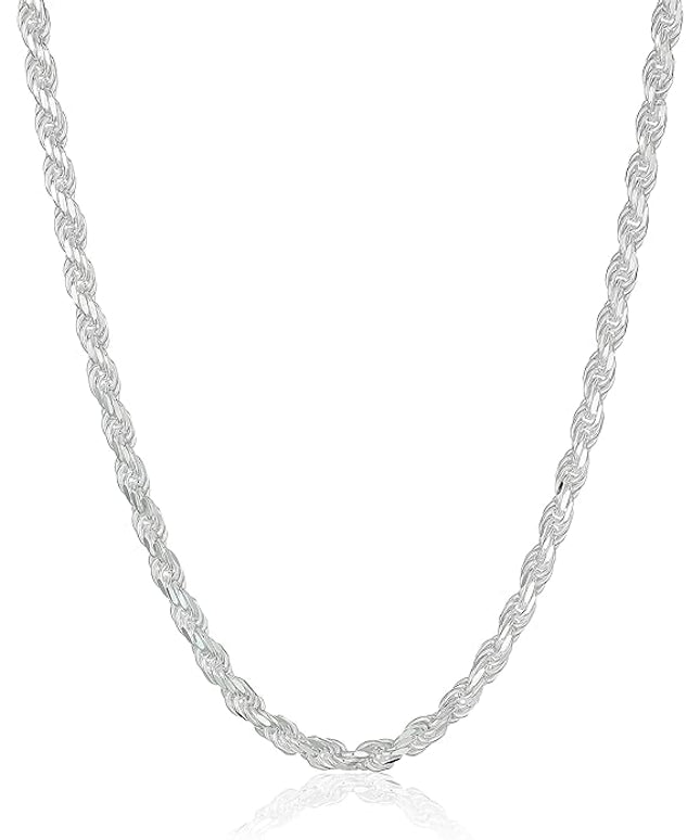 Amazon Essentials Sterling Silver Diamond Cut 14 Inches Rope Chain Necklace