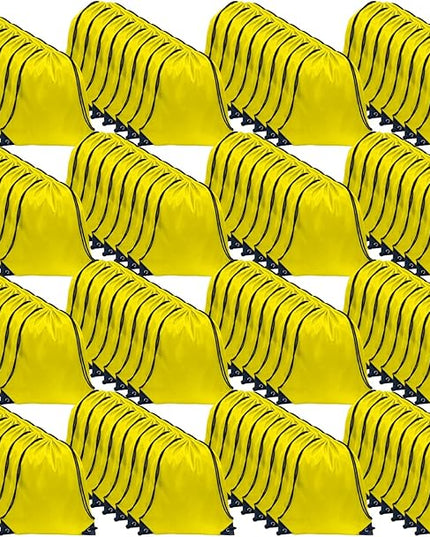 GoodtoU Drawstring Bags, Nylon Backpacks - Drawstring Gym Bags for Sport, Traveling, Team (Yellow, 128Pcs)