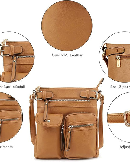 SG SUGU Katie Lightweight Medium Crossbody Bag Shoulder Bag with Multi Pocket for Women