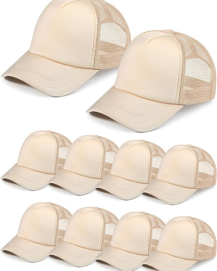 10 Pcs Sublimation Blank Trucker Hats Bulk Mesh Baseball Cap Polyester Mesh Trucker Hat for Men and Women