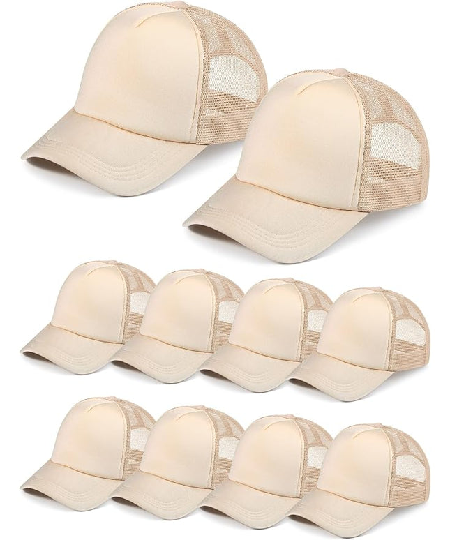 10 Pcs Sublimation Blank Trucker Hats Bulk Mesh Baseball Cap Polyester Mesh Trucker Hat for Men and Women
