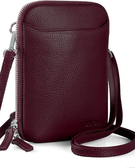 befen Genuine Leather Crossbody Cell Phone Purse for Women, Small Zip Around RFID Blocking Crossbody Wallet Bags