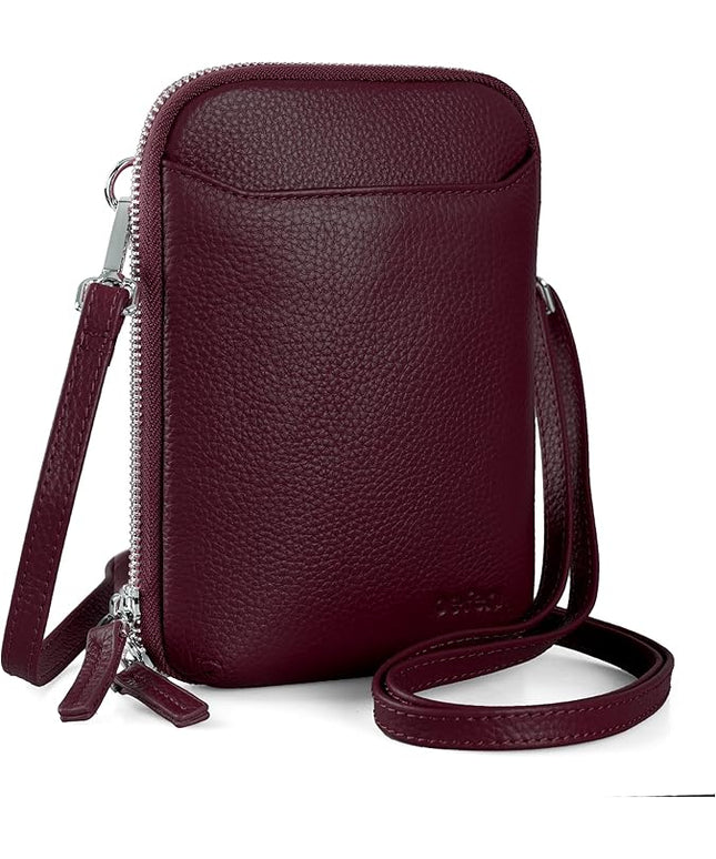 befen Genuine Leather Crossbody Cell Phone Purse for Women, Small Zip Around RFID Blocking Crossbody Wallet Bags