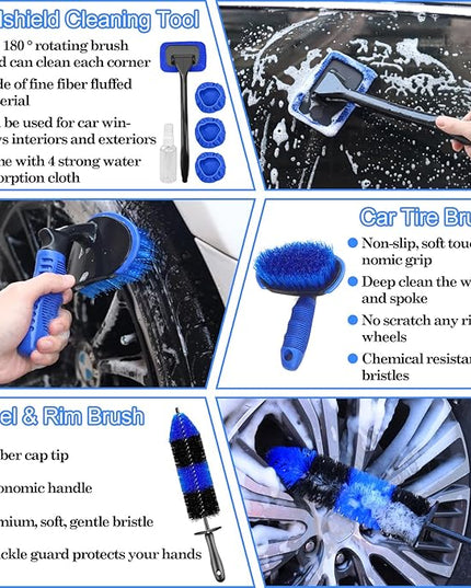 26Pcs Car Detailing Brush Set, Car Detailing Kit, Car Detailing Brushes, Car Cleaning Kit, Car Windshield Cleaning Tool, Professional Car Care kit - Car Wash Brush kit for Interior Exterior Wheels