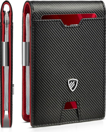 RUNBOX Mens Slim Wallet with Money Clip RFID Blocking Bifold Credit Card Holder for Men with Gift Box