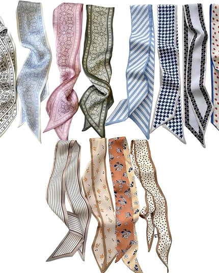 24PCS Fashion Scarves for Women Multifunctional Neck Scarves Purse Scarf Headbands for Bags Hair Accessories