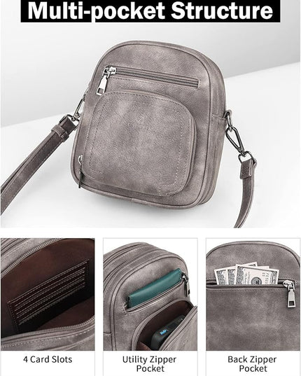 FADEON Small Purses for Women Crossbody Bags, Designer PU Leather Mini Cross Body Purse Travel Shoulder Bag Card Slots