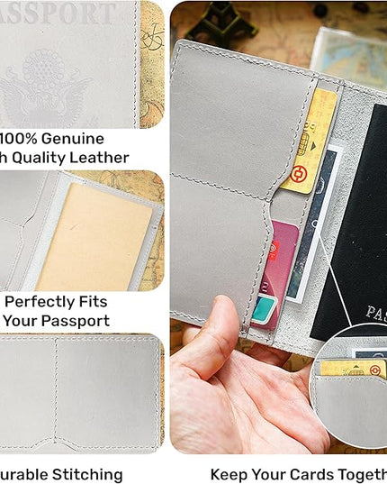 HIFA Leather Passport Holder, Handmade Passport Cover with Card and Ticket Slot - Genuine Leather, Elegant Design, Easy Access - Passport Case, Passport Wallet, Passport Holder