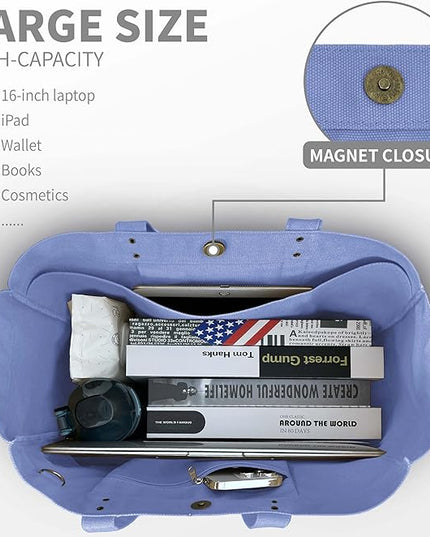 HOMESPON Large Canvas Tote Bag for Women Everything Bag with Pockets and Laptop Sleeve