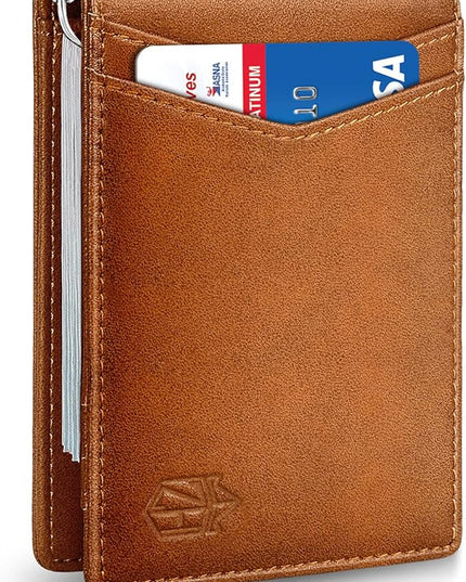 Zitahli Wallet for Men-6 Slots ID Window-Mens Wallets-Slim Wallet Classic Spring Money Clip RFID Blocking-Gift for Men