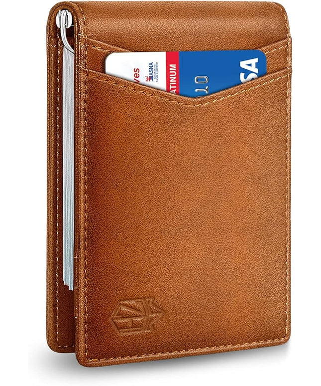 Zitahli Wallet for Men-6 Slots ID Window-Mens Wallets-Slim Wallet Classic Spring Money Clip RFID Blocking-Gift for Men