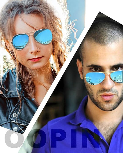 Joopin Polarized Metal Aviation Sunglasses Men, Classic Military Sun Glasses Women, Rectangle Shades UV400 Protection Costume