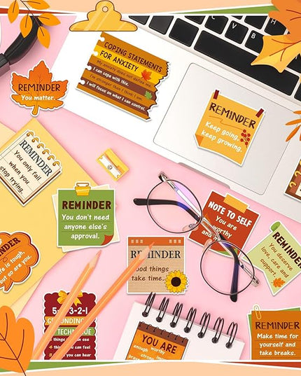 300 Pcs Mental Health Stickers Holiday Positive Affirmation Decor Inspirational Motivational Encouraging Care Quote Decals for Laptop Water Bottle Students Teens Adults(Thanksgiving)