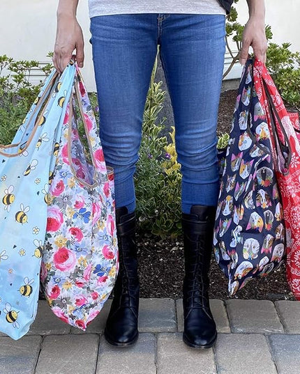 allydrew Large Foldable Tote Nylon Reusable Grocery Bags