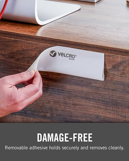 VELCRO Brand Mountable Cable Management Sleeve | Cord Hider Mounts on Walls or Desk | Pefect Wire Organizer for Home or Office | Removable Damage Free Adhesive | 12in White, 2pk, 12in - 2Pk
