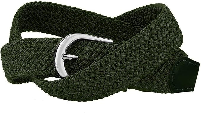 Falari Men Women Multicolored Elastic Stretch Braided Belt Canvas Fabric Woven No Holes Belt