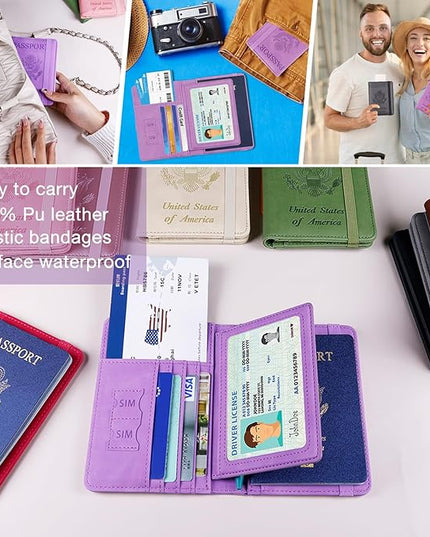 Melsbrinna RFID Passport Holder for Travel, Unisex Adults, Purple, Faux Leather, Travel Wallet, Passport Cover, RFID Protected