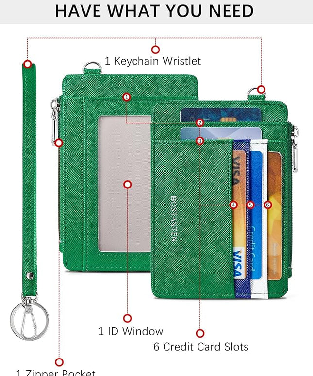 BOSTANTEN Small Wallet For Women RFID Leather Credit Card Holder Slim Wristlet Keychain Wallet With Zipper Pocket