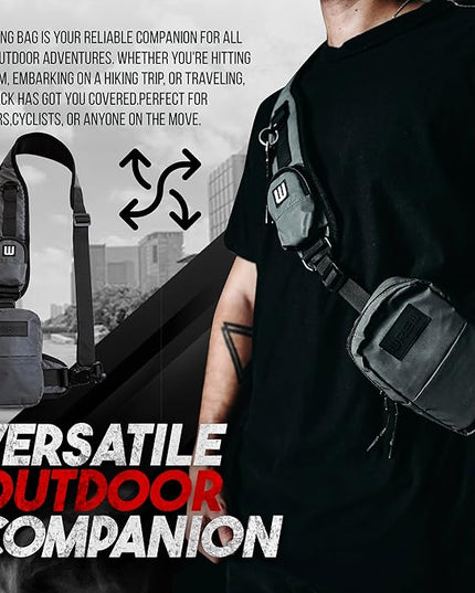 Mini Sling Bag for Men-Crossbody Bag with Shoulder Straps for Women-Multipurpose Keyholder Travel Backpack for Hiking (Grey)