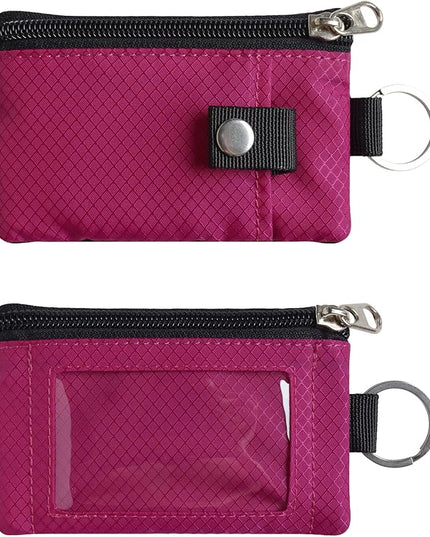 Minimalist RFID Blocking Small Wallet with ID Window,WaterResistant Zip Id Case Wallet with Lanyard Keychain for Cards,Cash,Travel,Women,Men