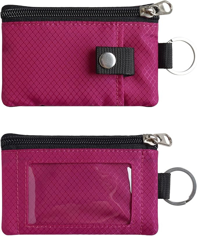 Minimalist RFID Blocking Small Wallet with ID Window,WaterResistant Zip Id Case Wallet with Lanyard Keychain for Cards,Cash,Travel,Women,Men