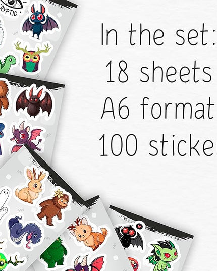 100Pcs Cryptid Stickers Waterproof, Decals - Cryptids Gifts, Party Supplies - Gift for Women & Men