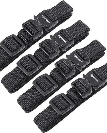 Vigorport Utility Straps Quick Release Nylon Backpack Accessory Bag Strap,Adjustable for Hiking,Travel,Outdoor Sports-4 Pack (Black-Metal Buckle, 0.75''W-40''L)