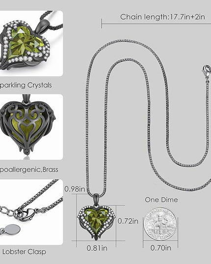 CDE Christmas Gifts for Women Angel Wings Necklace for Women with Birthstone, Love Heart Silver Tone/Gold Tone Pendant, Ideal Anniversary or Birthday Jewelry Gifts for Wife Girlfriend Her