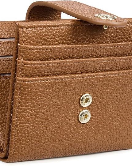 BOSTANTEN Slim Wallet for Women Small RFID Blocking Credit Card Holder Leather Bifold Wallets with Zipper Coin Pocket Brown