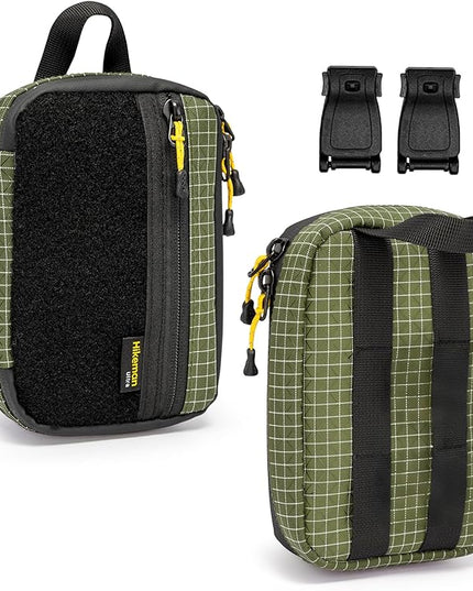 HIKEMAN EDC Pocket Organizer Pouch, Tactical Mini Small Multiple Compartments Tool Storage Bag for Men, Portable Nylon Molle Compatible Military Utility Pouch for Everyday Carry, Outdoor