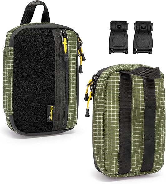 HIKEMAN EDC Pocket Organizer Pouch, Tactical Mini Small Multiple Compartments Tool Storage Bag for Men, Portable Nylon Molle Compatible Military Utility Pouch for Everyday Carry, Outdoor