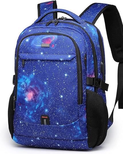 DUSLANG 17 Inch Travel Laptop Backpack Water Resistant College Backpack for Men Laptop Bag with USB Charging Port,Sky Blue