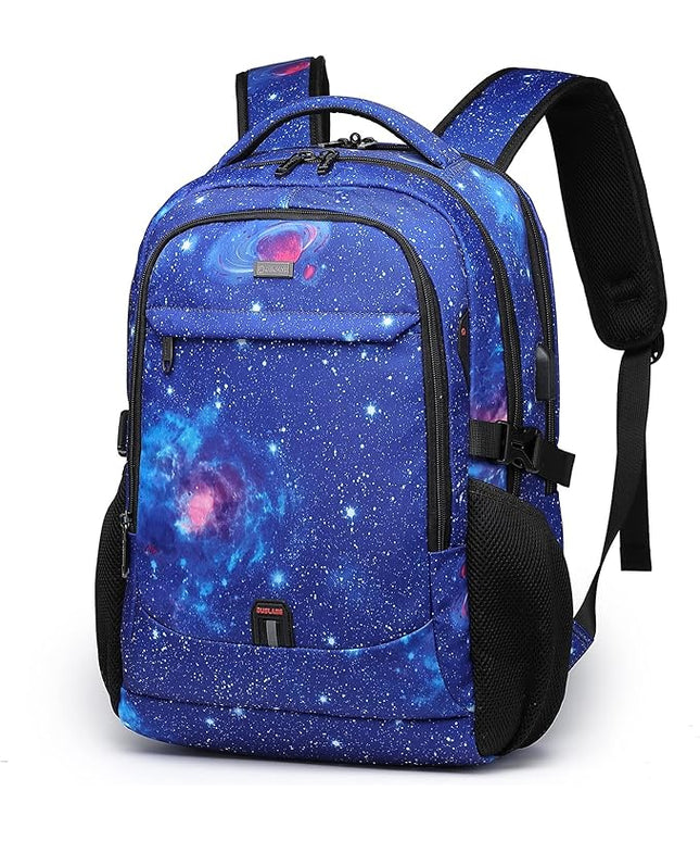 DUSLANG 17 Inch Travel Laptop Backpack Water Resistant College Backpack for Men Laptop Bag with USB Charging Port,Sky Blue
