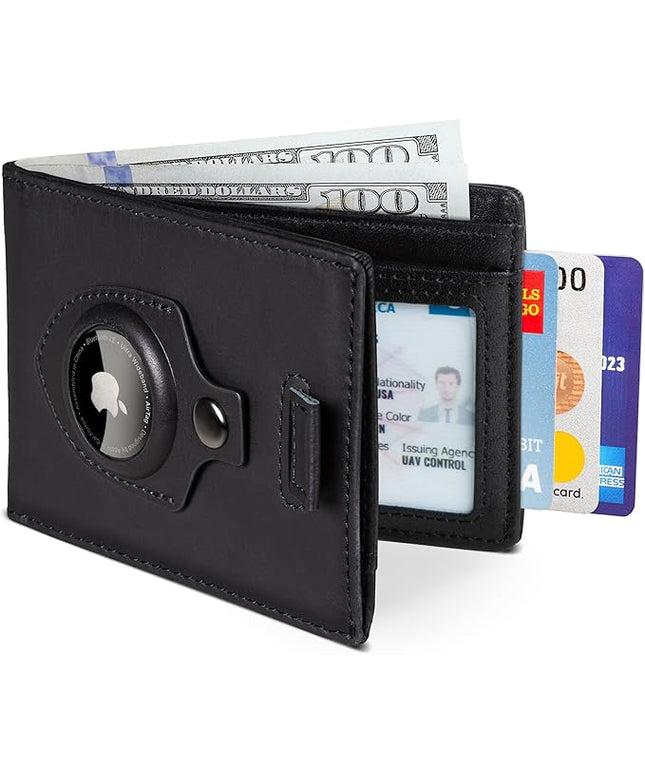 SERMAN BRANDS RFID Blocking Slim Bifold Genuine Leather Thin Minimalist Front Pocket Wallets for Men Billfold Wallet Men Gift