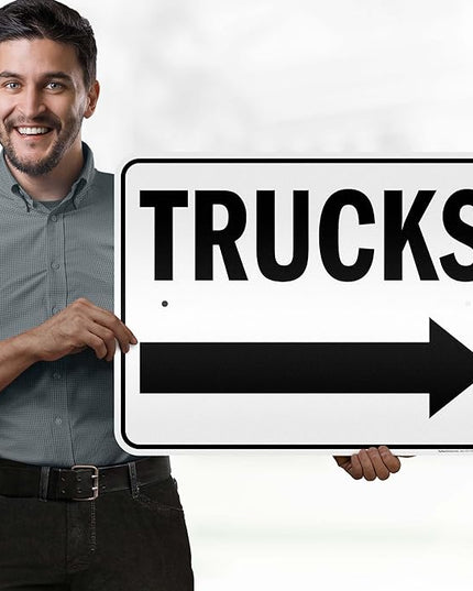 Trucks Right Sign, 18x24 Inches, 3M EGP Reflective .080 Aluminum, Fade Resistant, Made in USA by My Sign Center