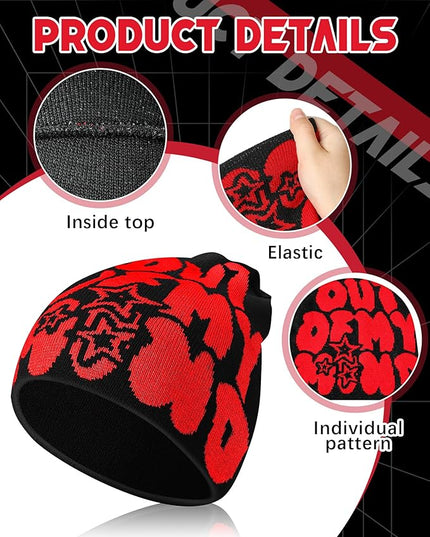 Toulite 12 Pieces Y2K Spider Web Beanie Gothic Graphic Beanies Outdoor Winter Warm Knitted Hat for Men Women