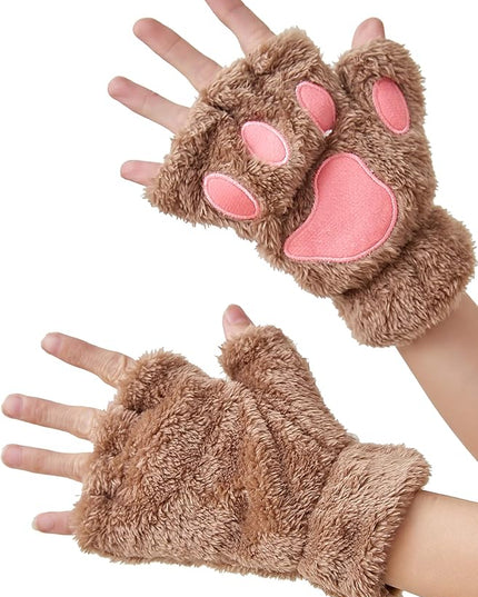 Cat Paws Gloves Fingerless Bear Furry Paw Cute Hand Gear Cosplay Costume Accessories