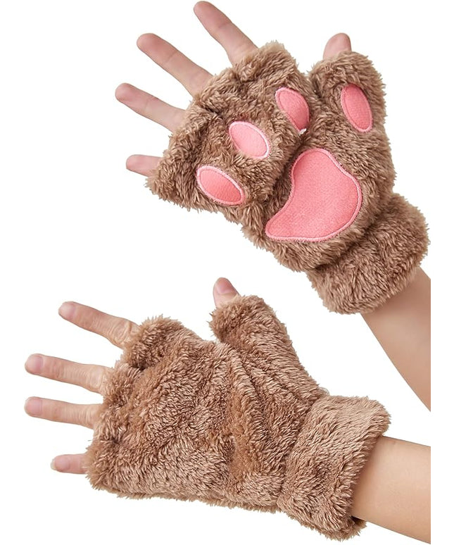 Cat Paws Gloves Fingerless Bear Furry Paw Cute Hand Gear Cosplay Costume Accessories