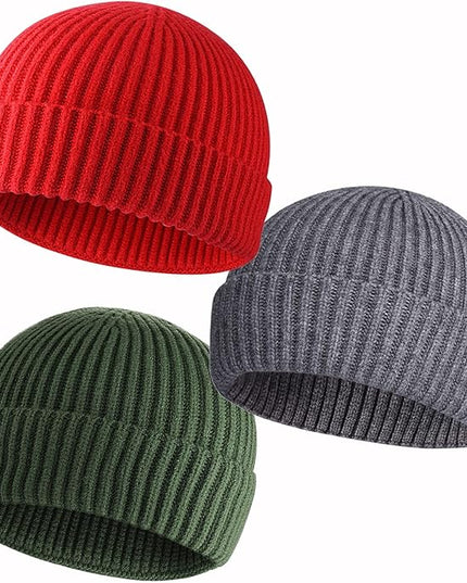 50% Wool Warm Cuffed Swag Knit Short Fisherman Beanie for Men Women Winter Hats Trawler Skull Cap